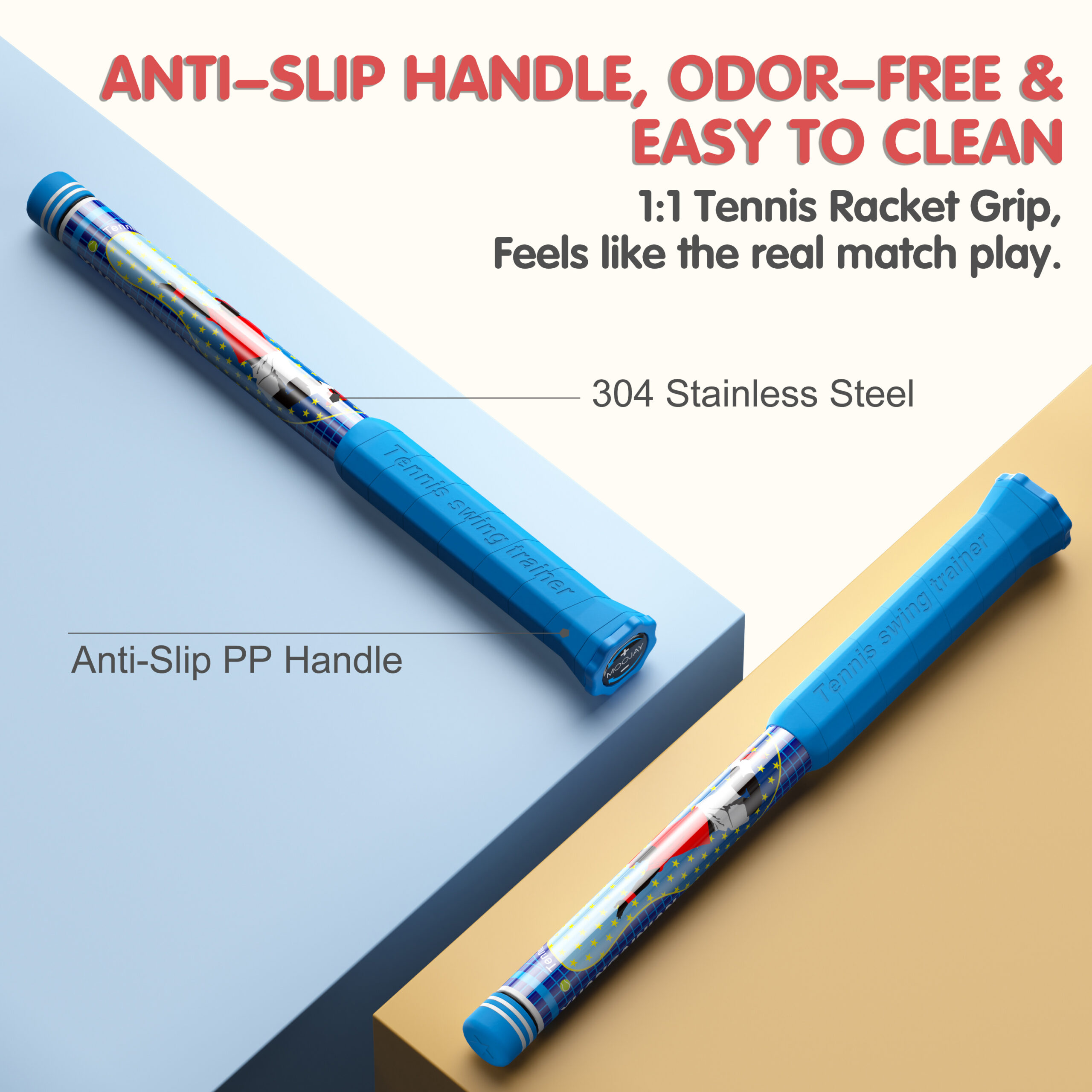 MOOJAY TD2 Tennis Power Trainer with Magnetic Resistance Swing Trainer, Sound Feedback for Correct Technique PP Handle, Suitable for Beginners & Pros – Training, Fitness, and Professional Use (Blue) - Image 4