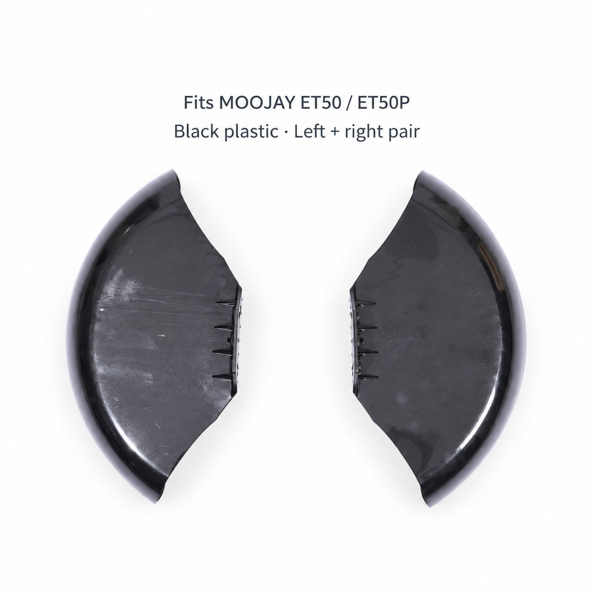 Left and right black plastic rear fenders for MOOJAY ET50 and ET50P scooters