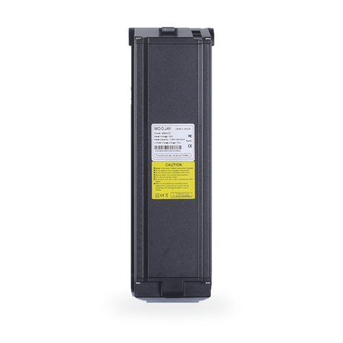 MOOJAY BES3X02 black replacement scooter battery on a white background